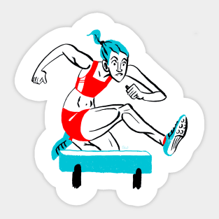 Woman Hurdling Sticker